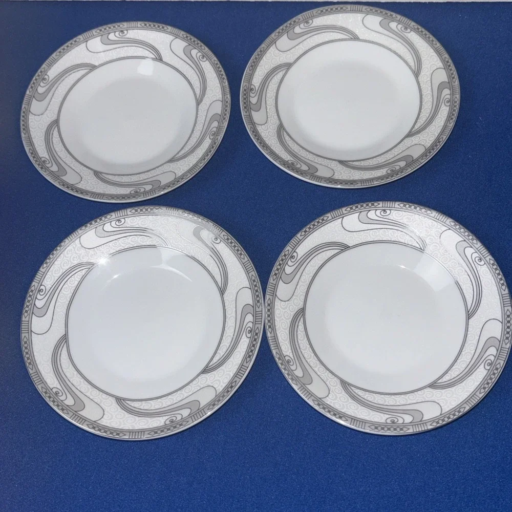 Golden Star Imports Porcelain Tea Saucer replacement plates 4 Gray/white